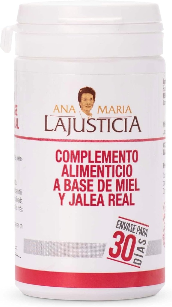 ANA MARIA LAJUSTICIA - ハニーとロイヤルゼリー - フードサプリメント - 135g - 酪農とグルテンフリー。 ベジタリアンは、血管の健康を促進するためにパーフェクト。