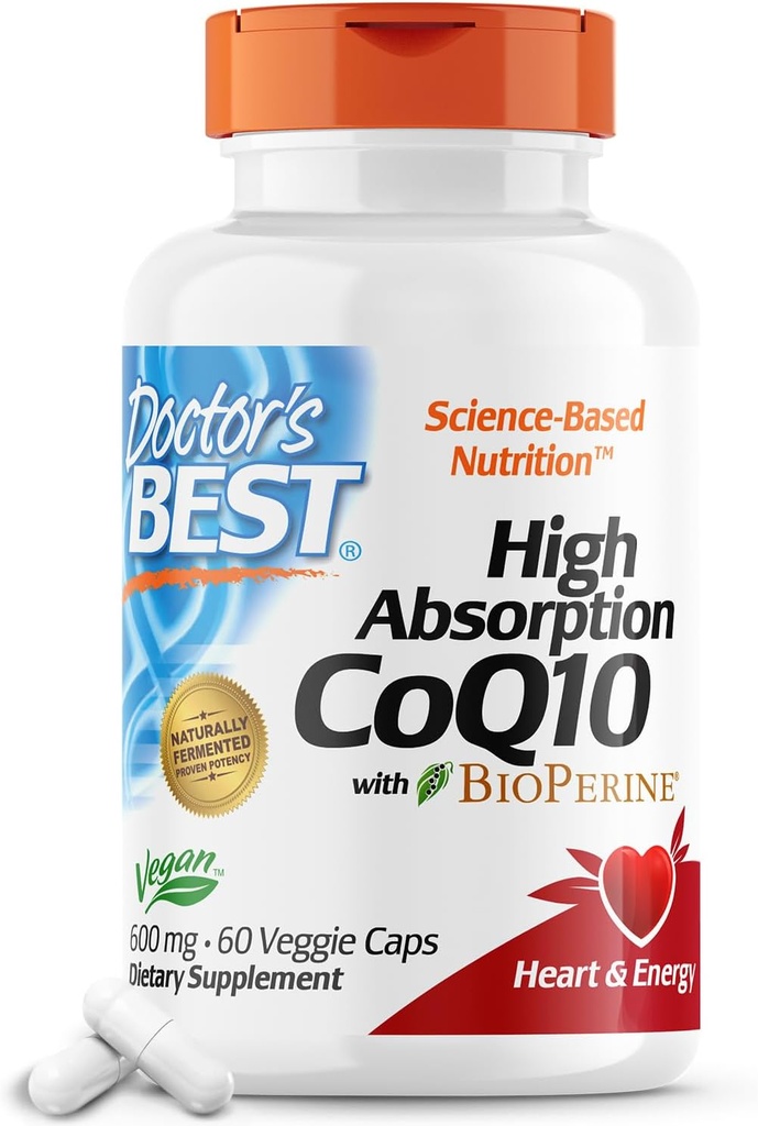 バイオパイン、心臓健康&エネルギー生産、自然発酵、非GMO、ビーガン、グルテンフリー、600mg、60ベジギーキャップと医師の最高の高吸収CoQ10