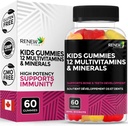 Renew Actives Kids Multivitamin 4 Gummies per Serving – Supports Health, Hair, Skin, Nails, Eyesight, Strong Bones, Teeth & Gums – Tasty & Nutrient-Rich for Growing Kids – Made in Canada – 60 Gummies