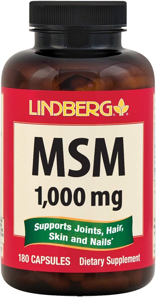 MSMカプセル | 1000mg | 180カウント | 硫黄 | 非GMO、グルテンフリーサプリメント | リンドバーグ