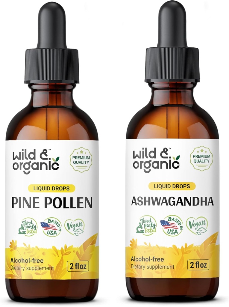 ワイルド&オーガニックパインポーレンチンチャー2 fl oz & アシュワガンダ チンキ 2 fl oz