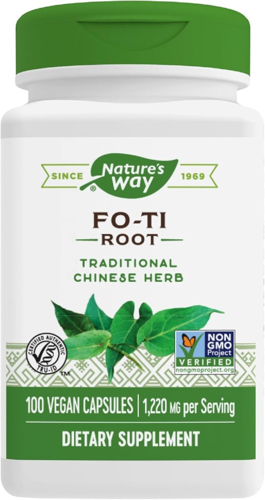 Nature's Way Fo-Ti Root, 伝統的な中国ハーブ, 1,220 一食当たり mg, 100 ビーガンカプセル