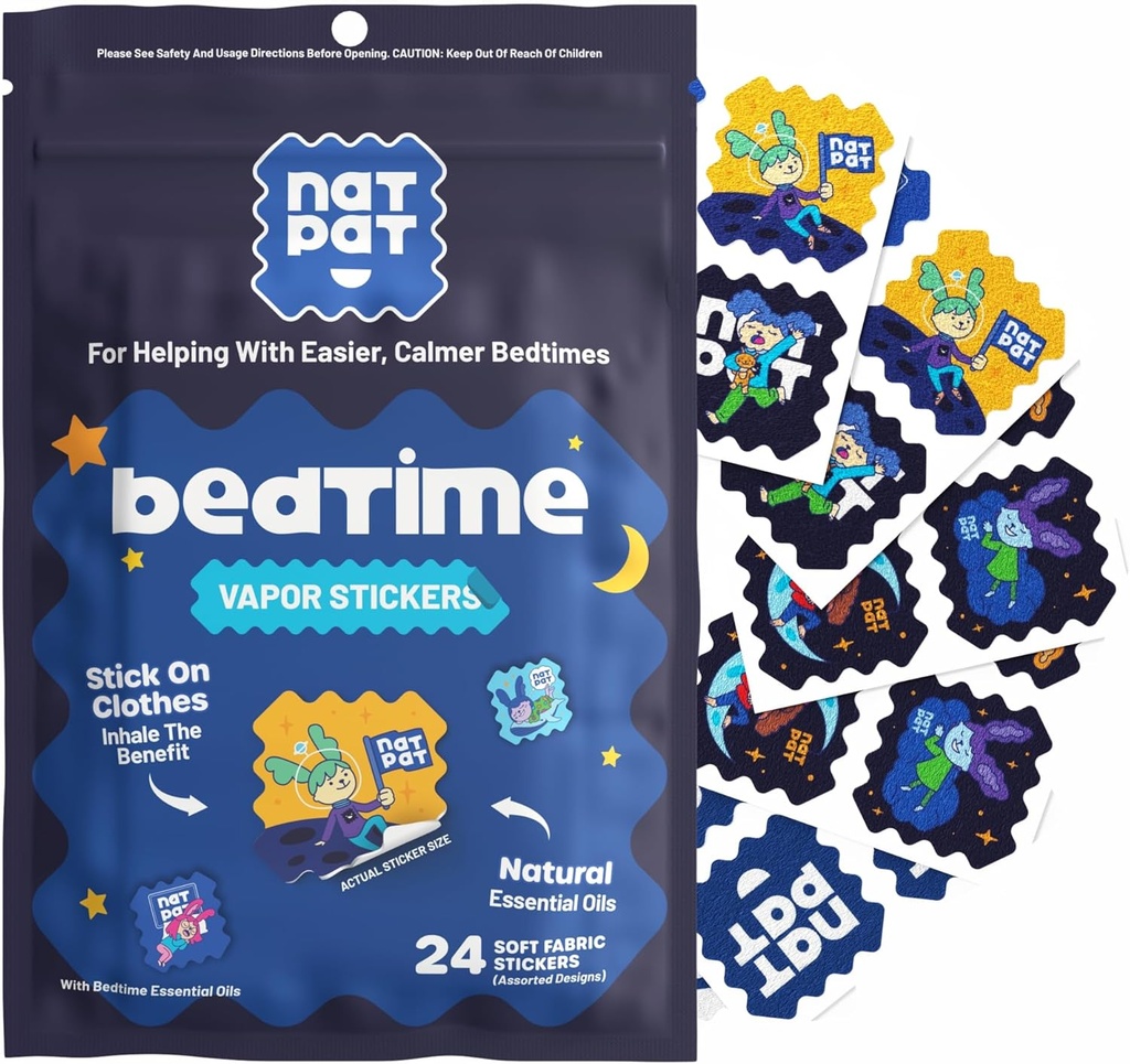 子供のためのNATPATスリーピーパッチベッドタイムステッカー - 睡眠促進パッチ - より良い睡眠のための非有毒なソリューション - 化学薬品&薬無料、メラトニン無料 - バズパッチナチュラルパッチ(24パック)