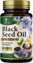 ブラックシードオイルSoftgels 1000mg - プレミアムニゲラサティバブラックシード、皮膚&免疫サポートのための純粋な天然黒カミンシードオイル&抗酸化剤 - 非GMO、米国サプリメントでボトル入り - 180ソフトゲル