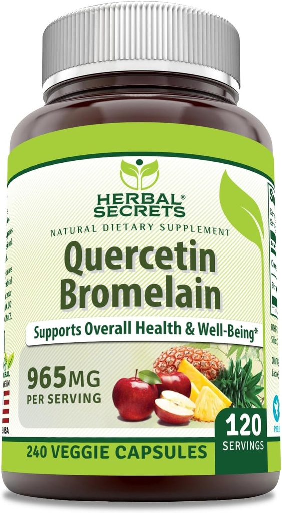 草の秘密のケルセチン800mgとBromelain 165mg、Vegagieのカプセルの補足 非GMOの グルテンフリー 米国製(965 mg、240、カウント)