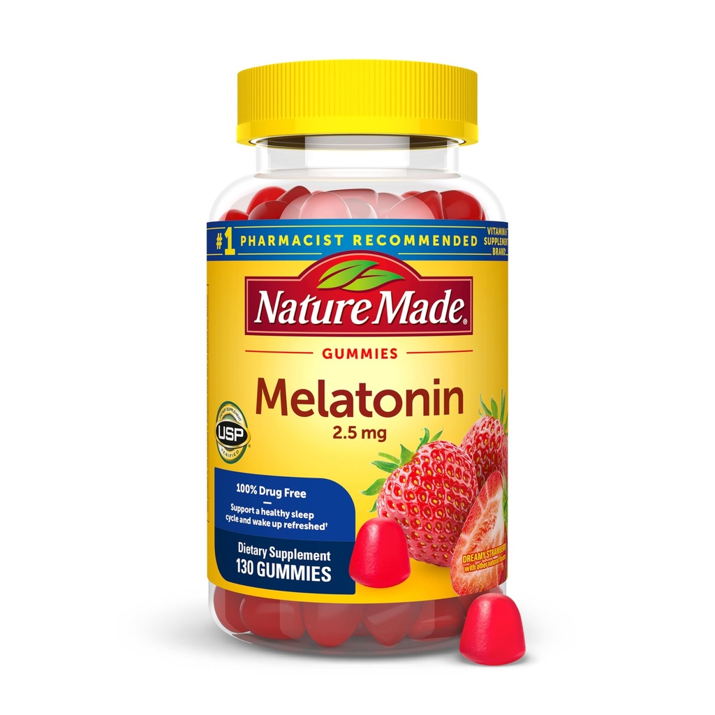 性質はMelatoninのグミー2.5のmgの100%の薬剤の大人のための自由な睡眠の援助、Melatoninの補足130の計算、130日の供給をなしました