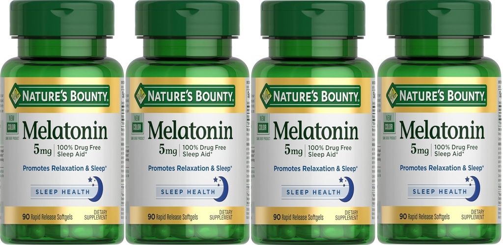 Nature's Bounty スーパー 強度 Melatonin 5 mg Softgels 90 ea (パック 4)