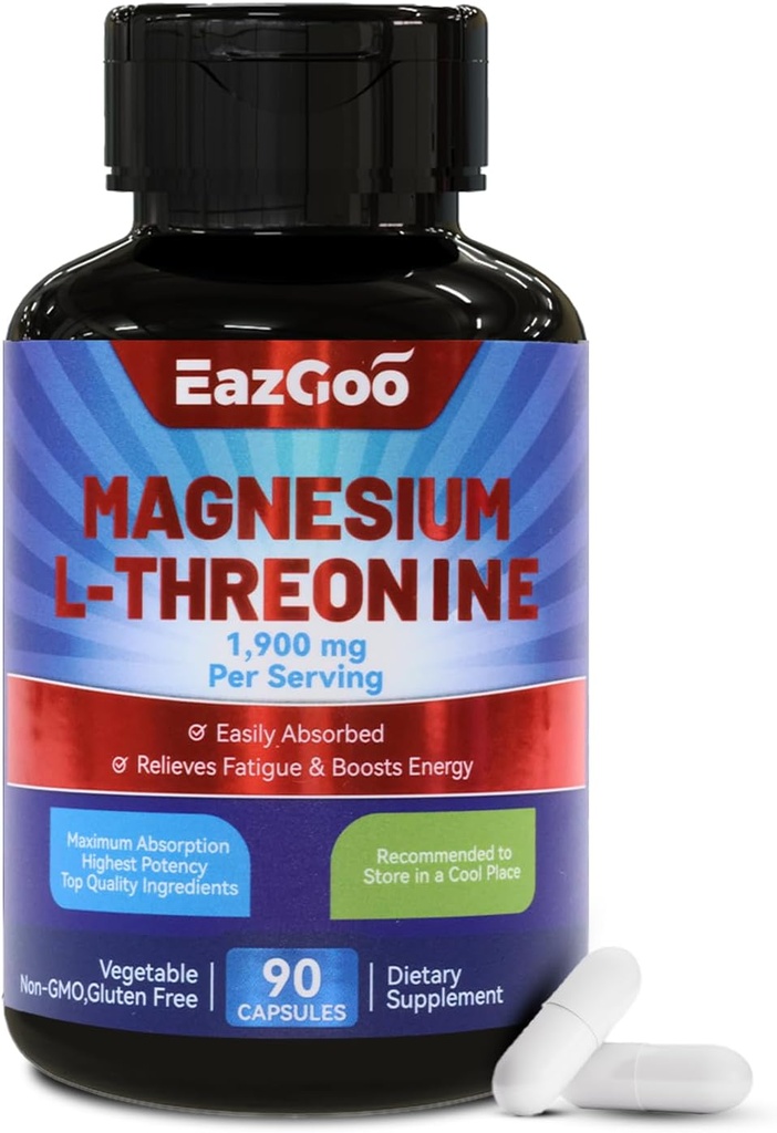 マグネシウム L-Threonine 1900mg の補足 | 骨及び筋肉サポートのための高い吸収性のミネラル マグネシウムのカプセル | 90 の計算の優れた生物利用できる方式