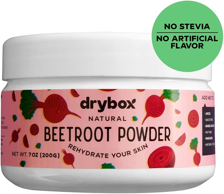 Drybox Beetrootパウダー、純粋な非GMOビートスーパーフード、ニトリ酸化物ブースター、7オンス(200グラム)