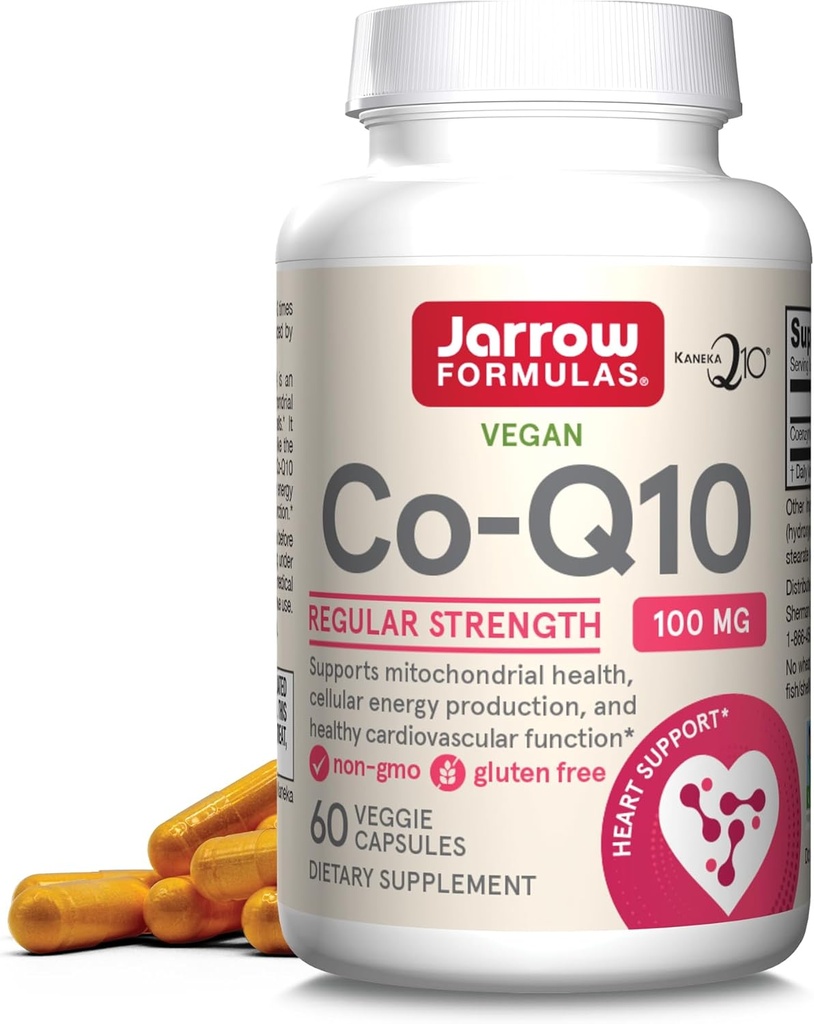 JarrowフォーミュラCo-Q10 100mg - Mitochondrial Health、セルラーエネルギー生産と健康な心血管機能のための抗酸化サポート - 60ベジギーカプセル - 非GMO -グルテンフリー