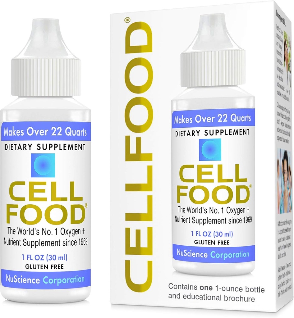 Cellfood Oxygen Boost, 1 fl oz - Liquid Oxygen Supplement - Gluten Free, Cert. Kosher - Makes Over 22 Quarts