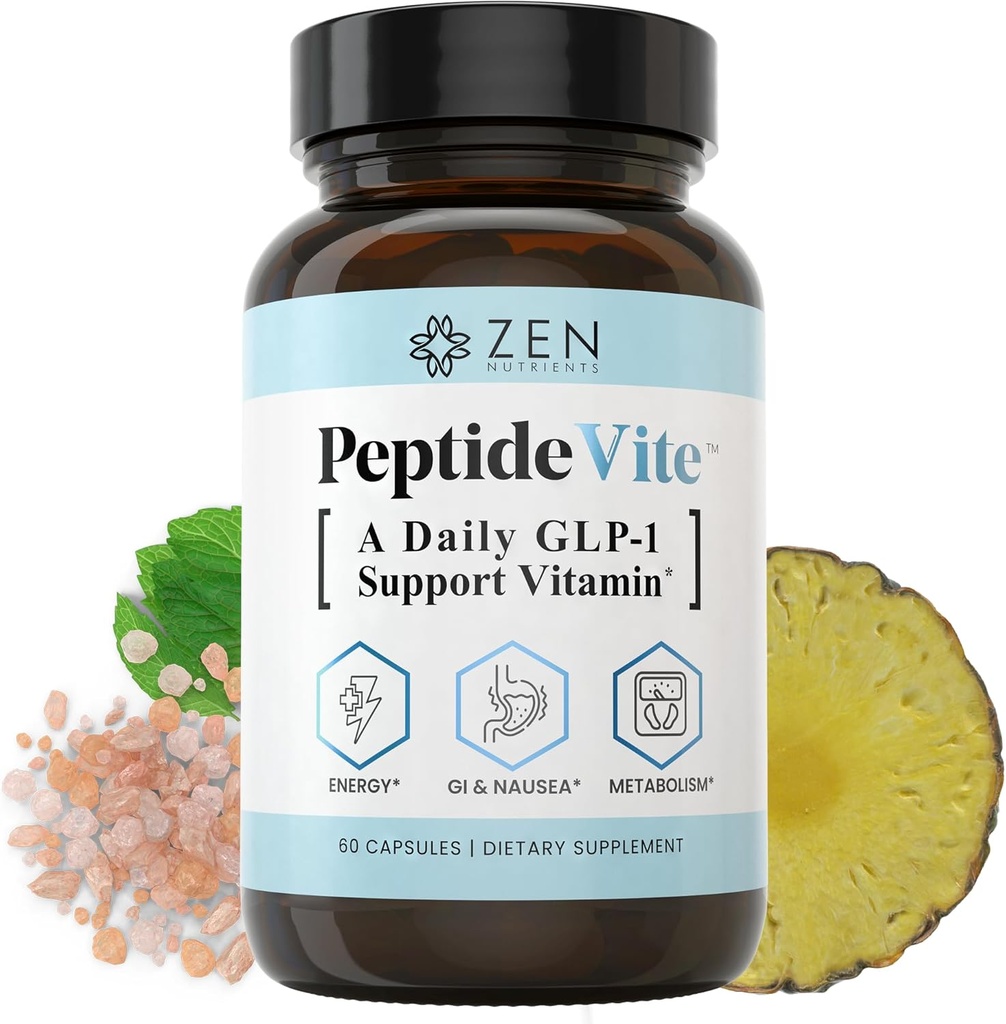 Zen Nutrients PeptideVite GLP-1 Probiotics、Bromelain、Chromiumのピコリネート及び有機ジンジャー(60のカプセル)が付いている腸の健康のためのサポート ビタミン