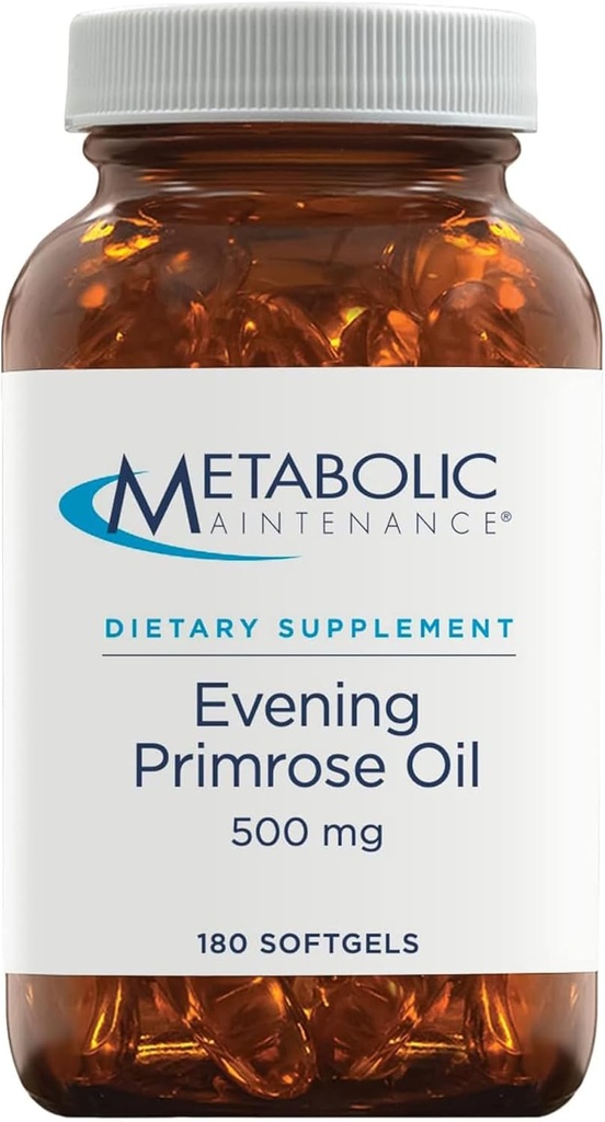 Metabolic Maintenance Evening Primrose Oil Capsules - 500 Milligrams, Cold Pressed GLA + LA (180 Softgels)