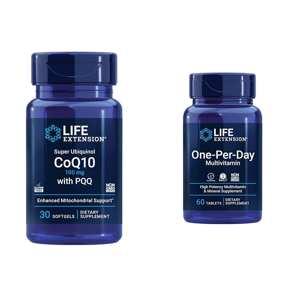 ライフエクステンションスーパーUbiquinol CoQ、CoQ10、PQQ、シラジット、ハートヘルス&ワンパーデイマルチビタミン - 25以上のビタミン、ミネラル、植物エキスでパック
