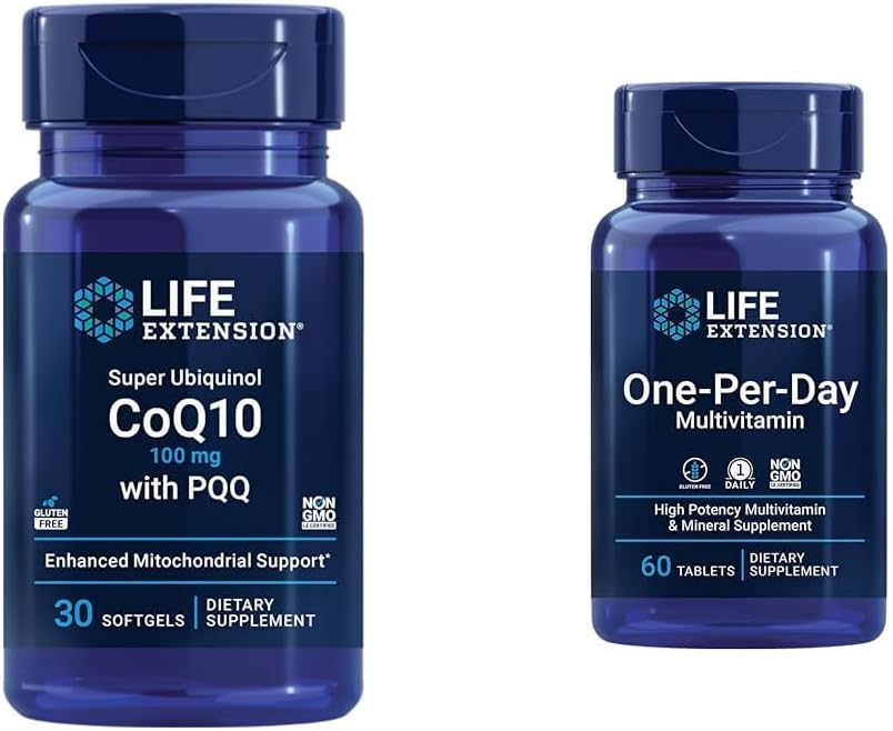 ライフエクステンションスーパーUbiquinol CoQ、CoQ10、PQQ、シラジット、ハートヘルス&ワンパーデイマルチビタミン - 25以上のビタミン、ミネラル、植物エキスでパック