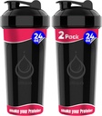 2個パック、プロテインミックス用強力なワイヤーウィスク付ダブル24オンスシェーカーボトル | 耐圧ブレンダーシェーカーボトル(ブラック)|BPAフリー&ディッシュウォッシャー セーフ | パイナップシェイクス用シェーカーカップ