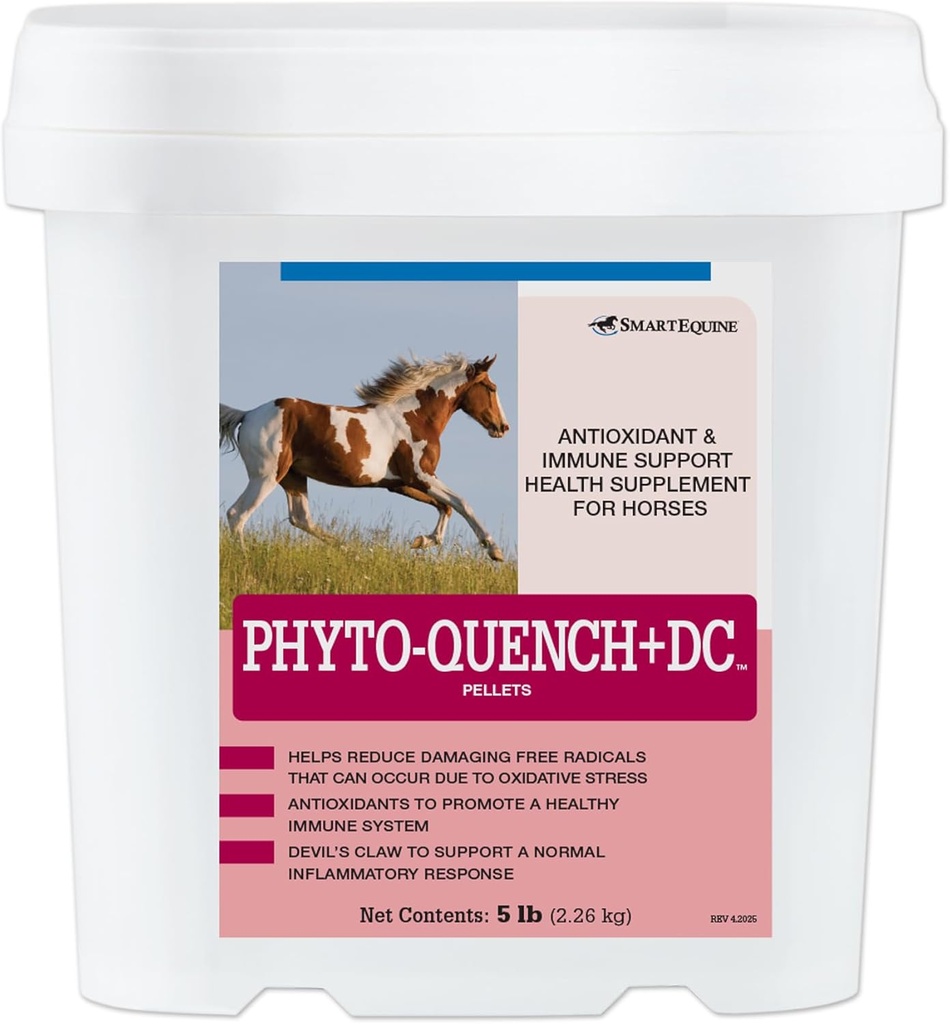 Phyto-Quench + DCTM ペレット | ビタミン E およびプラントベースの抗酸化サプリメントホースによる包括的なホース免疫サポート | 5 ポンドのバケツ