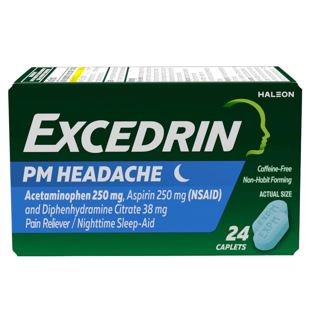 頭痛の救助、アセトアミノフェン250mg、アスピリン250mg、Diphenhydramineのクエン酸塩38mgの痛みのレバー、夜間睡眠援助、24の計算のためのエクスペドリンPM