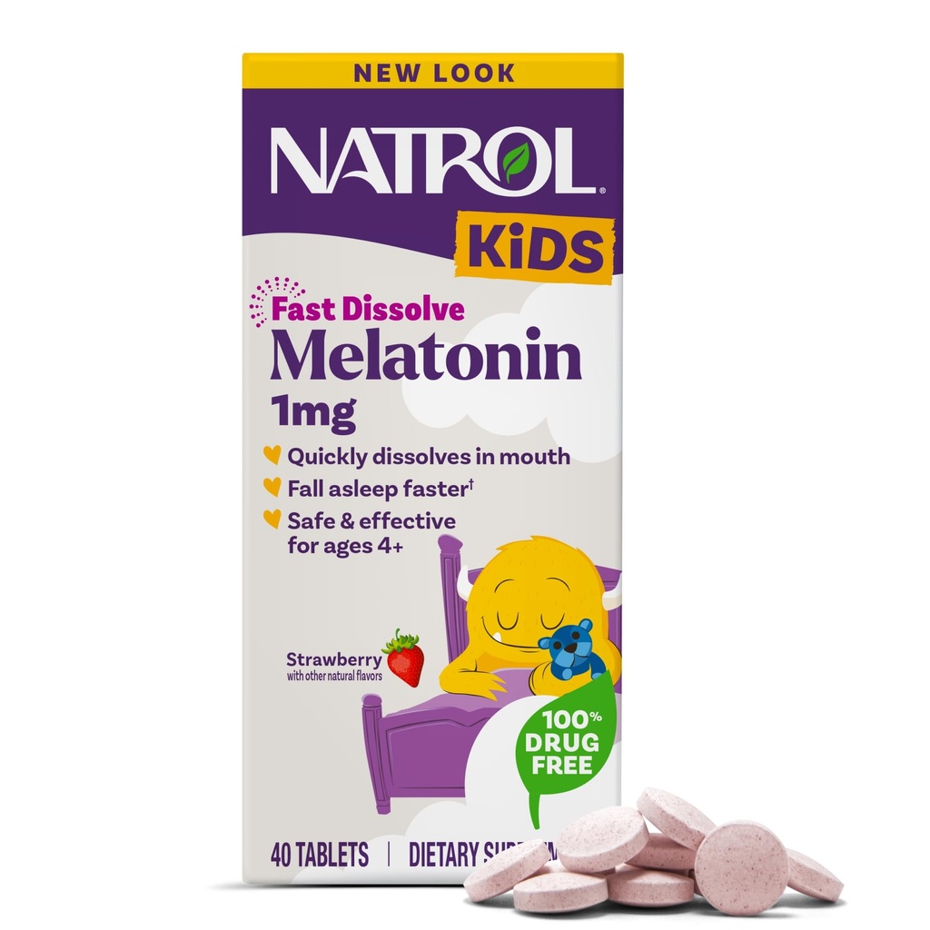 Natrolは速い分解のMelatoninを1のmgの残りの睡眠のための食事療法の補足、子供のための睡眠のタブレット、40のいちご風味のMelatoninのタブレット、40日の供給絶食します