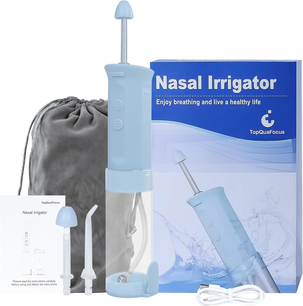 TopQuaFocus鼻灌漑シンスリンスシステム鼻灌漑器 伸縮水タンクNetiポットコンビネーション 汎用水フロスターノーズウォッシャー 3 ノズル 3 モード ノーズクリーナー 大人と子供
