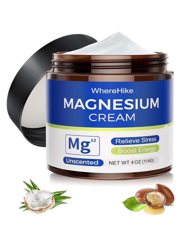 Natural Topical Magnesium Cream for Sleep,Nighttime Magnesium Lotion for Pain and Leg Cramps,Muscle Relaxation,Calm,Deep Hydration for Skin Care-Unscented