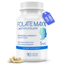 FolateMaxx L-Methylfolate 5mg、90カプセル–女性及び人のための医者によって形成されるメチルの葉酸塩の補足–エネルギー、気分及び焦点のための高い効力5-MTHF–非GMOのグルテンフリー(3か月の供給)