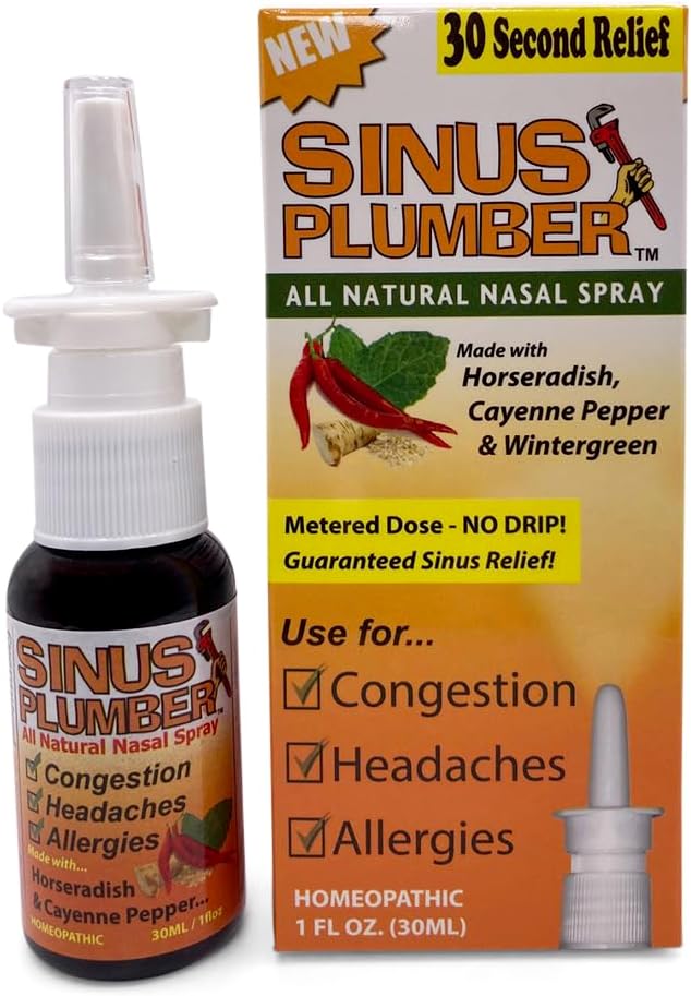 Sinus Plumberのペッパーの鼻のスプレー、アレルギーおよびSinusの救助、混雑、頭痛、1つのflのoz