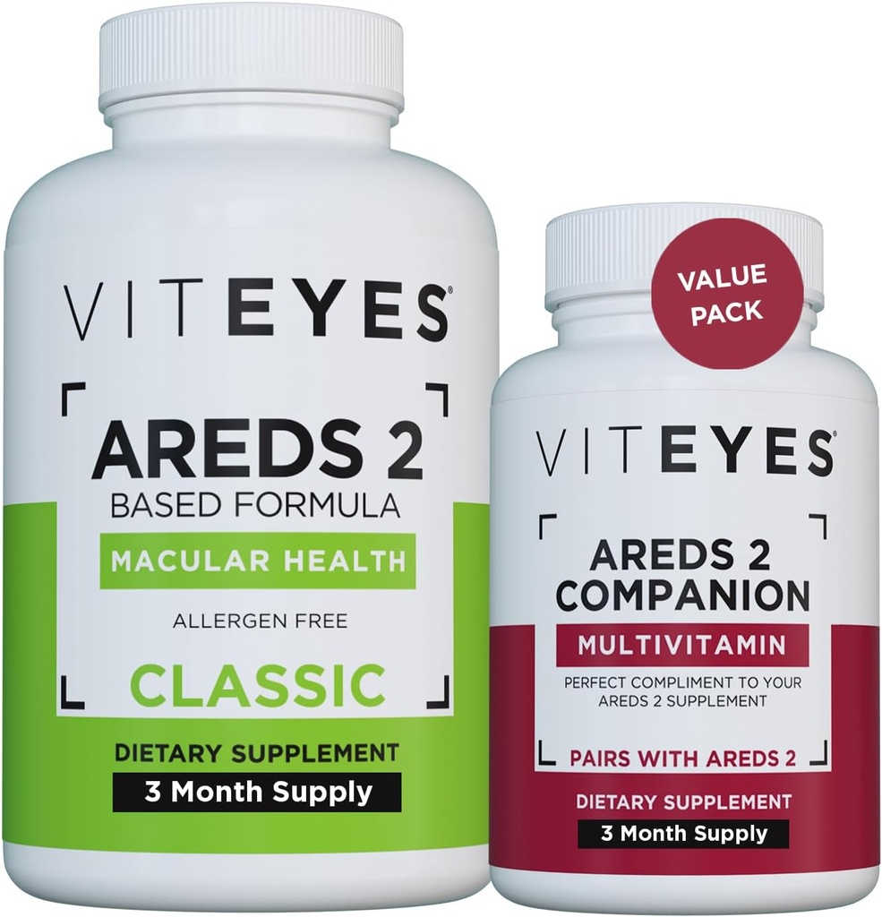 Viteyesは2カプセルおよびViteyesのMultivitamin AREDS 2 Companionの単一の毎日の線量の目のビタミン、3か月の供給をです