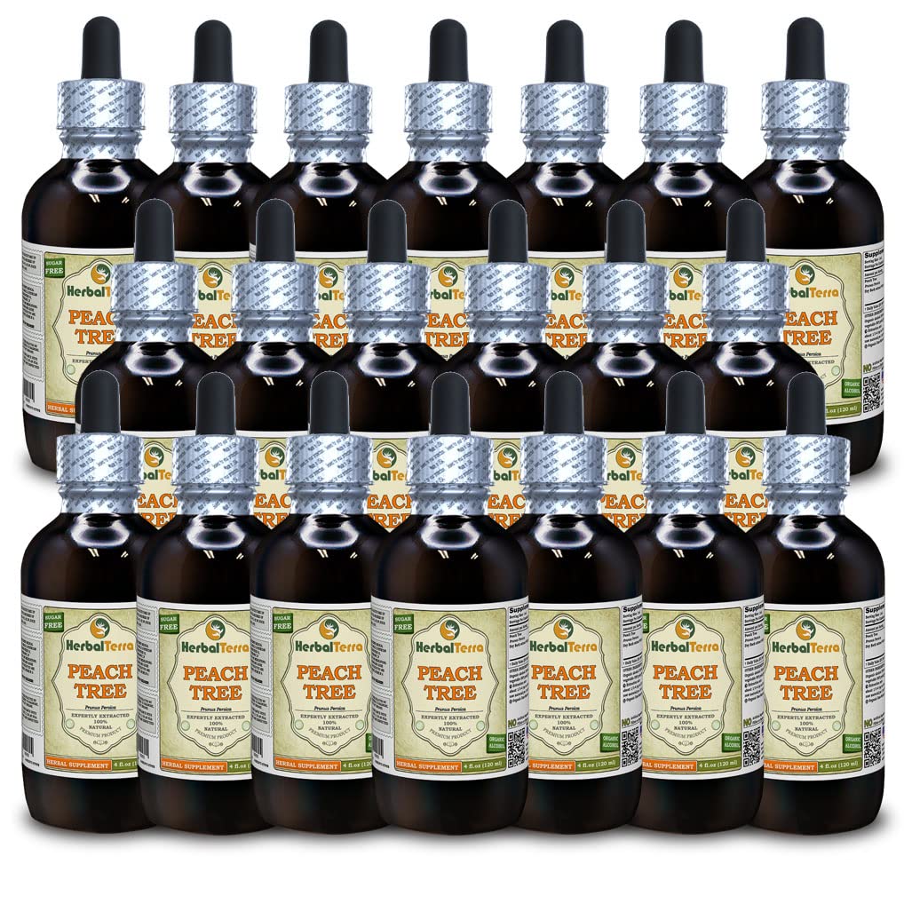 ピーチツリー(Prunus Persica)チンキ、乾燥樹皮液エキス(ブランド名:HerbalTerra、米国製)20x4 fl.oz (20x120 ml)