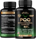 PQQQ 40 mg - CoQ10サプリメント付きPQQQ - ミトコンドリアバイオジェネシス&セルラーエネルギー生産 - マグネシウム、ビタミンC、E&B2 - 純粋で高バイオ利用できる | ラボテスト済み - 米国製 - 60カプセル