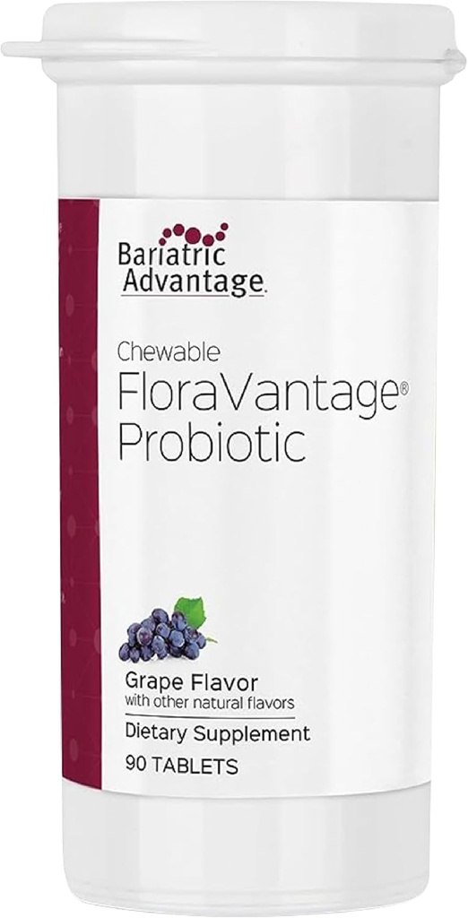 Bariatric 利点 Chewable FloraVantage プロバイオティック - 10 Billion CFUs - Probiotic サプリメント - Gut Health & Immune System - ベジタリアン&グルテンフリー - Grape 味 - 90 錠