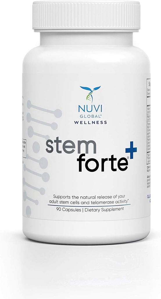 NuVi Global Stemforte Plus Stem Cell and Telomere Supplements – Cell Regeneration, Cell Growth & Telomere Support for Healthy Aging & Cellular Health – 90 Capsules for Men & Women
