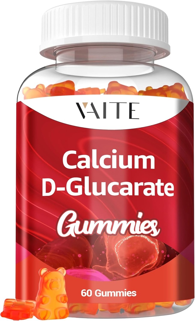 Calcium D-Glucarate Gummies 1000mg - 男性と女性のためのCDGクレンジングサプリメント, ホルモン代謝バランス & 更年期サポート, 非GMO, 完全菜食主義者の, グルテンフリー, 大豆無料サプリメント, 60 Gummy Chewables