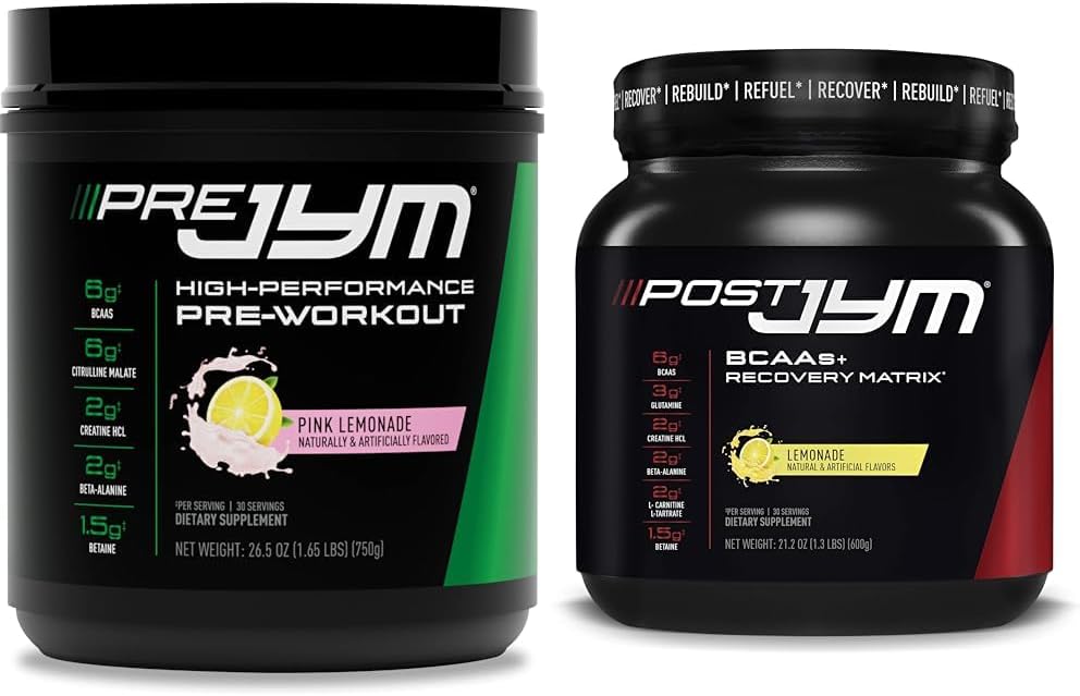 PRE JYM 30 サービング - ピンクレモネード&ポスト JYM アクティブ マトリックス - レモネード パウダー バンドル