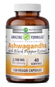 アメイジングフォーミュラ アシュワガンダ ルーツ with ブラックペッパーエキス サプリメント | 2100 Mg per サービング | Veggie Capsule Supplement | Non-GMO | Gluten-Free | アメリカ製(1パック、120個)