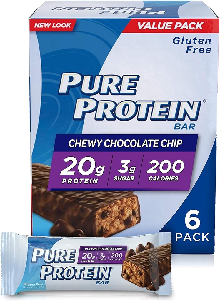 純粋なプロテイン®のChewyチョコレート チップ、50グラム、6カウントのMultipack