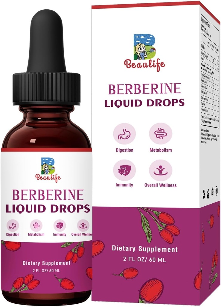 Berberine HCLの補足-Berberineの液体はGensealの根、Artichokeの葉、Ceylonのシナモン、免疫、消化システムおよび中心の健康サポートのためのBerberineの野菜の補足と低下します