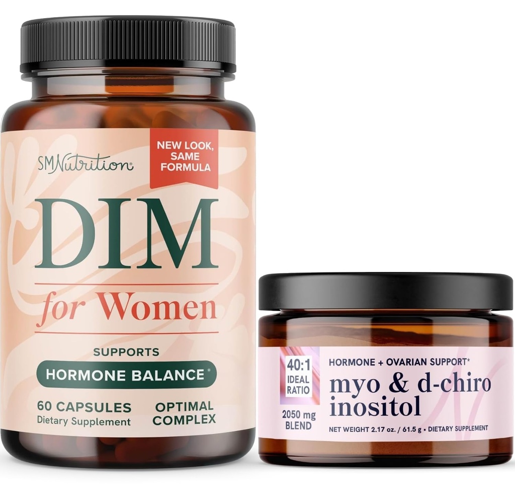 Myo-Inositolパウダーコンプレックスと女性のDIMサプリメント  理想的な40:1レシオミオイノシトール&D-Chiroイノシトールパウダー(30サービング)と女性用DIMサプリメント(60サービング)のホルモンバランスバンドル