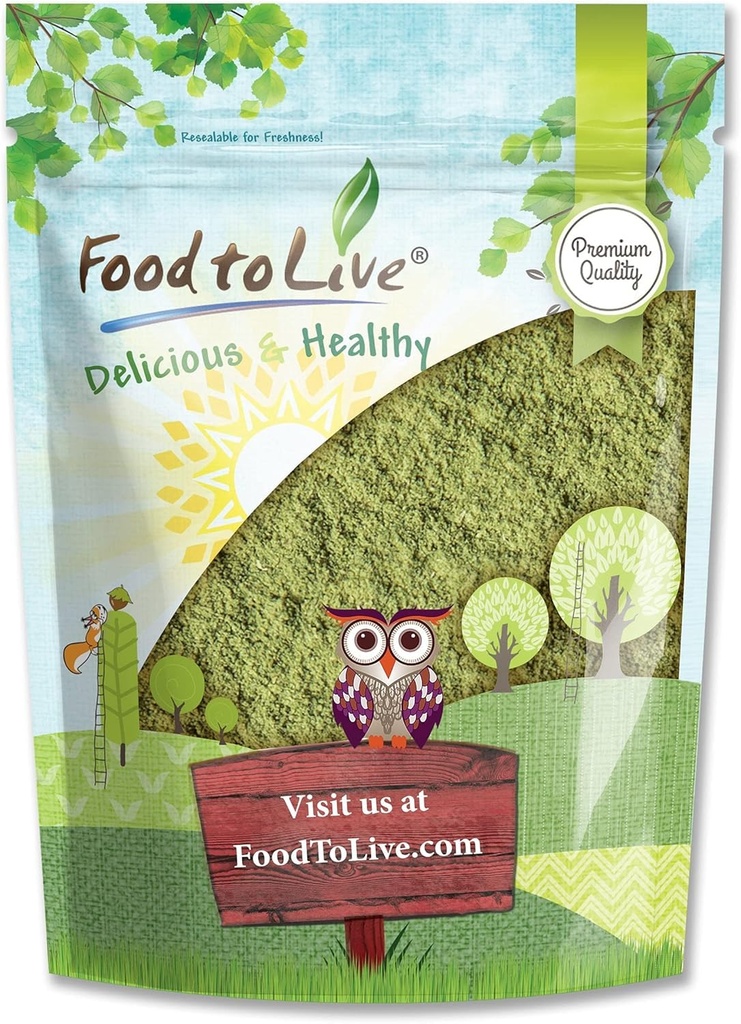 食品を生きる - アルファルファパウダー、8オンス - 生乾燥全ヤング葉、ヴィーガン、バルク、ベーキング、ジュース、スムージー、シェイクス、およびインスタント朝食ドリンクに最適