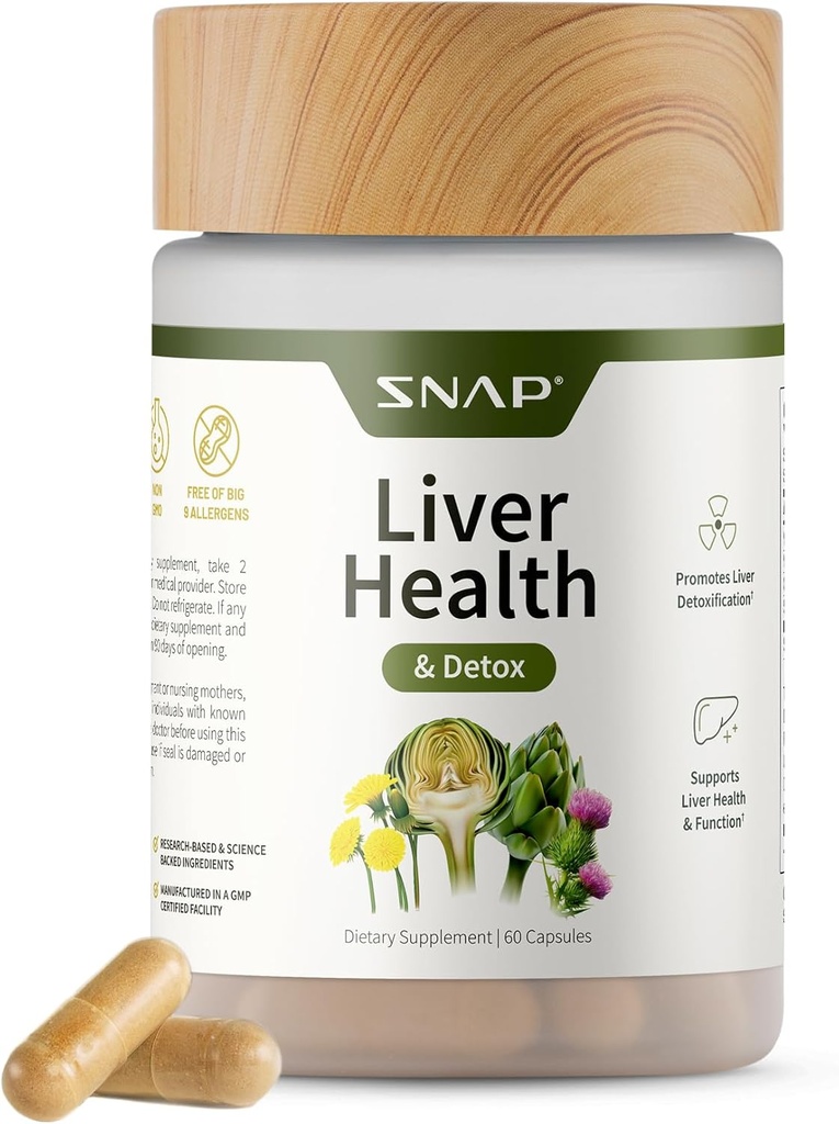 Snap Supplements Liver Health & Detox Supplement - Natural Support for Liver and Digestive Health, 60 Vegetarian Capsules (1 Month Supply)