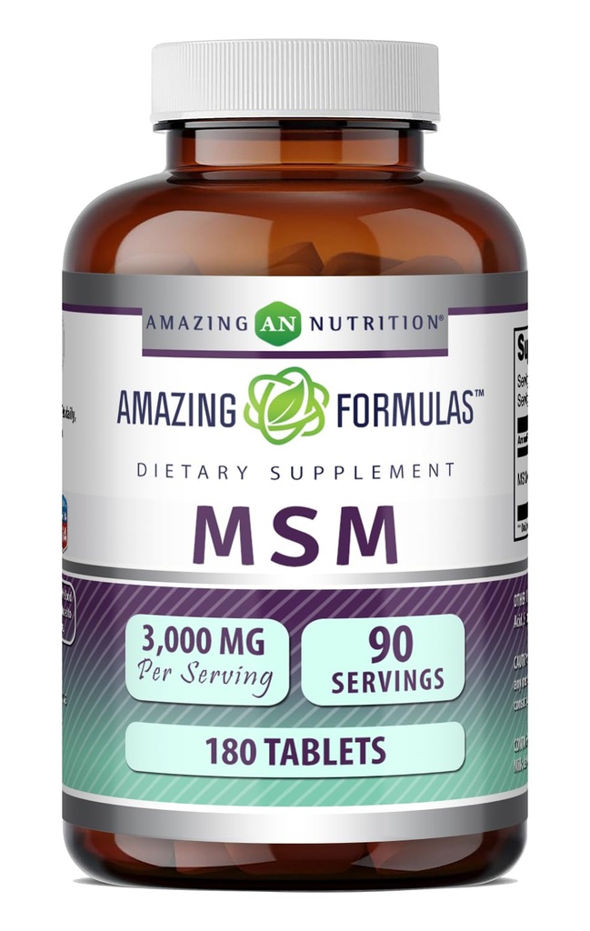 アメージングフォーミュラMSM(メチルスルフォニルメタン)サプリメント | サービングサプリメントごとの1500 Mg | 180錠 | 非GMO | グルテンフリー | アメリカ製