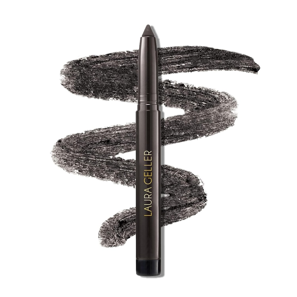 LAURA GELLER NEW YORK Kajal Longwear Kohl Eyeliner Pencil - Deep Charcoal Kohl - Caffeine and Vitamin E - Smooth & Blendable Liner - Built-In Sharpener