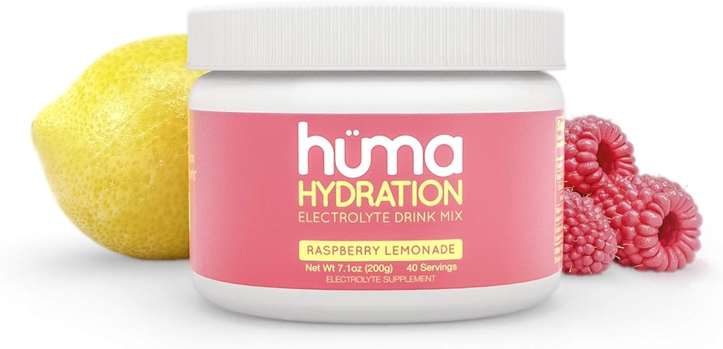 HUMA CHIA Hydration Drink Mix、ラズベリーLemonade 40サービング - 低カロリー、高電解質パウダー - 100%ナチュラル、1g砂糖、10 Cal