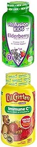 Vitafusionキッズエルダーベリーギーミービタミン、60Ct + Lil Critters Kids Immune C Gummy Supplement:60または120mgビタミンC / サービング、190カウント(95-190日の供給)