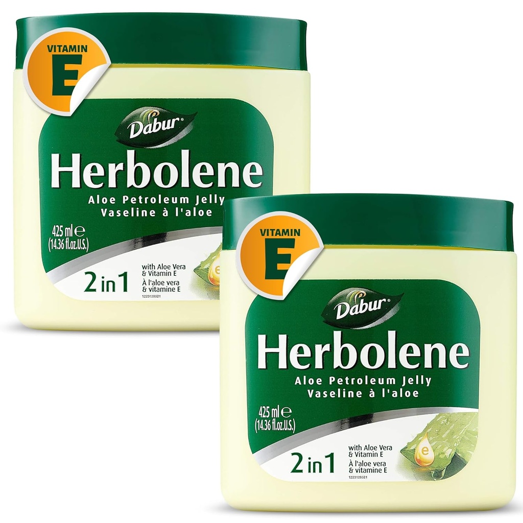 Dabur Herbolene Aloe Veraのゲルの石油ゼリー-深く及び集中的な皮の保湿のためのビタミンEと高められる-敏感な皮のGentle - Blissおよび持続的な水和- 425のML (パッケージ2)