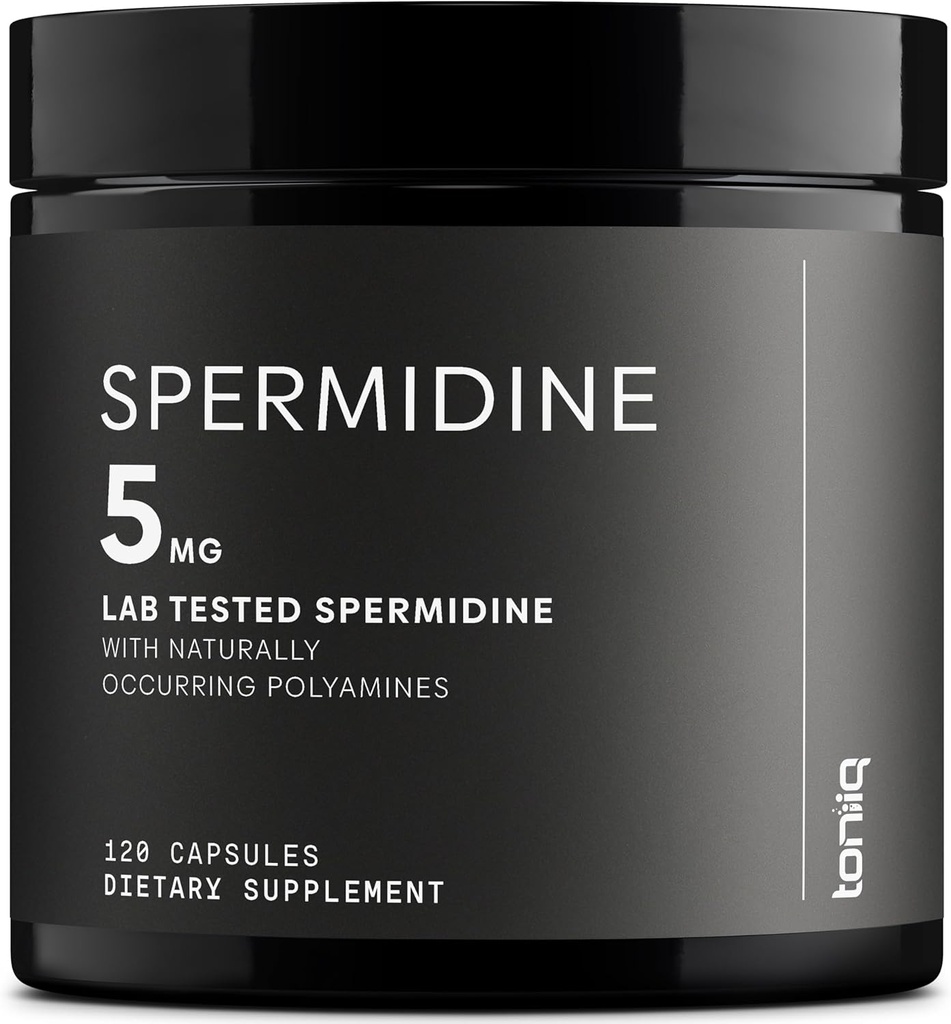 Toniiq の男性と女性のための超集中された 500mg の Spermidine の補足 - 非合成の Spermidine は 1% 以下に標準化しました - 米の Germ のエキスをサービングごとの 5mg