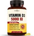 新しいAGE Vitamin D3 5000 IU 125mcg Softgels - サポート免疫サポート、強力な骨の健康 - 非GMO、グルテンフリー、乳製品フリー、1年の供給(360 Softgels)