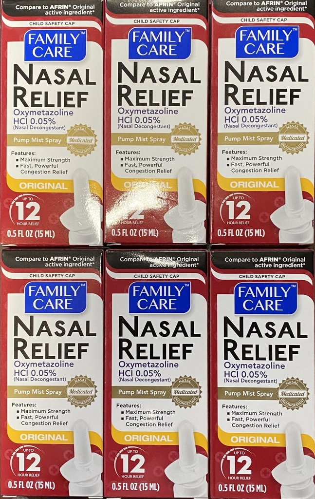 安心の鼻の救助のスプレー、12時間のポンプ 霧Oxymetazoline HCL、0.5のfl。Oz (6のパック)