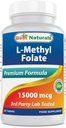 ベストナチュラルメチルフォーレート15000 mcg(15mg)(最もBio-Available)60錠 - セルフォーメーション成長機能、脳、メモリ、心血管の健康(60カウント)をサポート