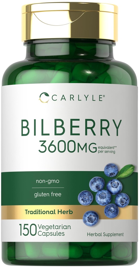 Carlyle Bilberry Extract カプセル | 3600mg | 150 カウント | ベジタリアン・非GMO・グルテンフリー フルーツ サプリメント